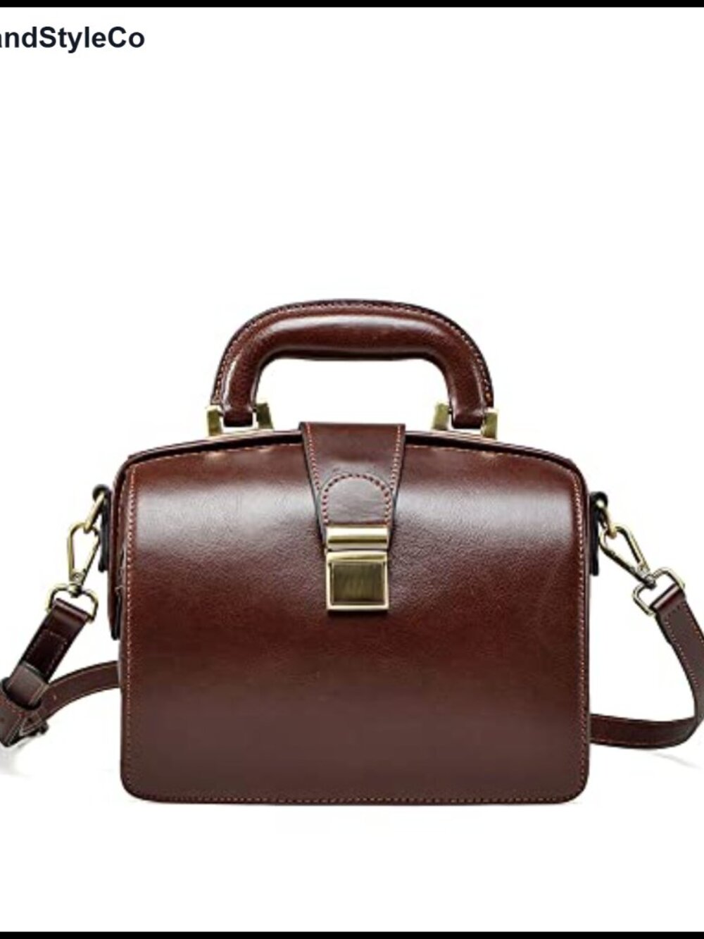 Genuine Leather Doctor Bag Top Handle Purses Cowhide Handbag